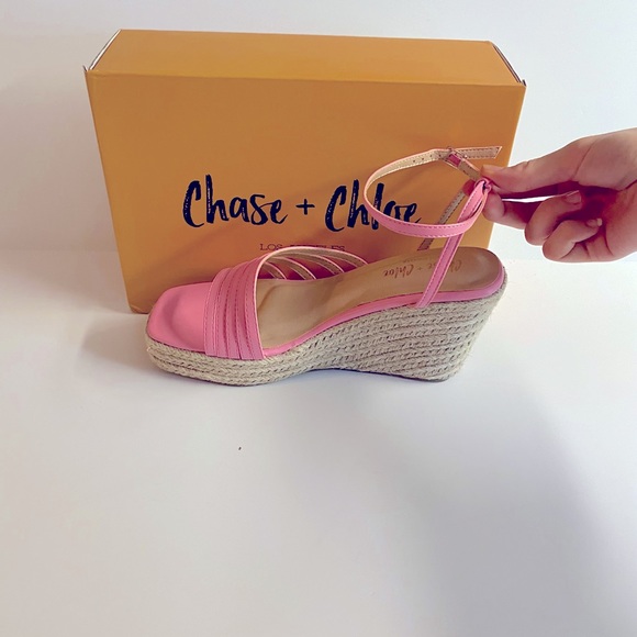 NWT Chase +Chloe Barbiecore Summer Platform Wedge Espadrille Size 9 - Picture 2 of 5